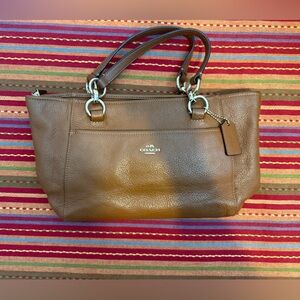 coach brown leather tote bag!